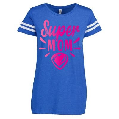 Super Mom Heart Gift Enza Ladies Jersey Football T-Shirt