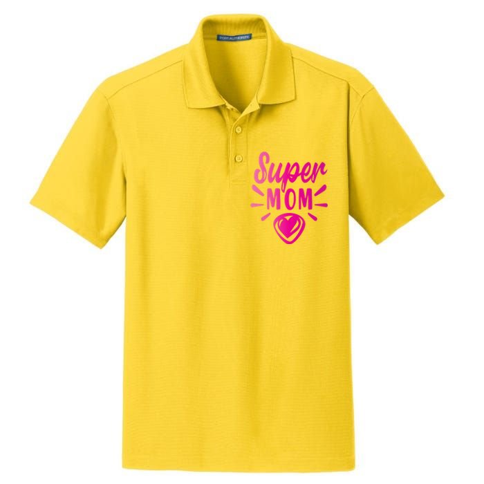 Super Mom Heart Gift Dry Zone Grid Polo