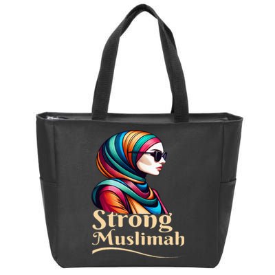 Strong Muslimah Hijab Muslim Woman Girl Islamic Religious Zip Tote Bag