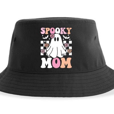 Spooky Mom Halloween Ghost Costume Retro Groovy Sustainable Bucket Hat