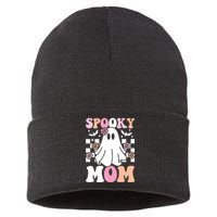 Spooky Mom Halloween Ghost Costume Retro Groovy Sustainable Knit Beanie