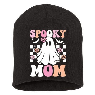 Spooky Mom Halloween Ghost Costume Retro Groovy Short Acrylic Beanie