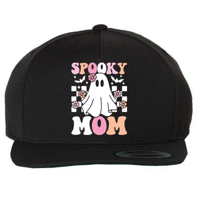 Spooky Mom Halloween Ghost Costume Retro Groovy Wool Snapback Cap