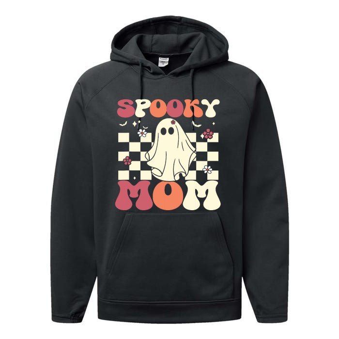 Spooky Mom Halloween Ghost Costume Retro Groovy Performance Fleece Hoodie