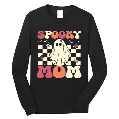 Spooky Mom Halloween Ghost Costume Retro Groovy Long Sleeve Shirt