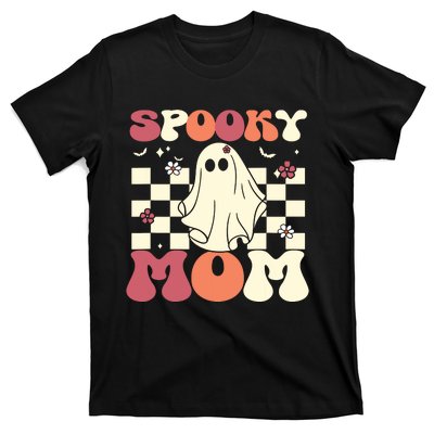 Spooky Mom Halloween Ghost Costume Retro Groovy T-Shirt