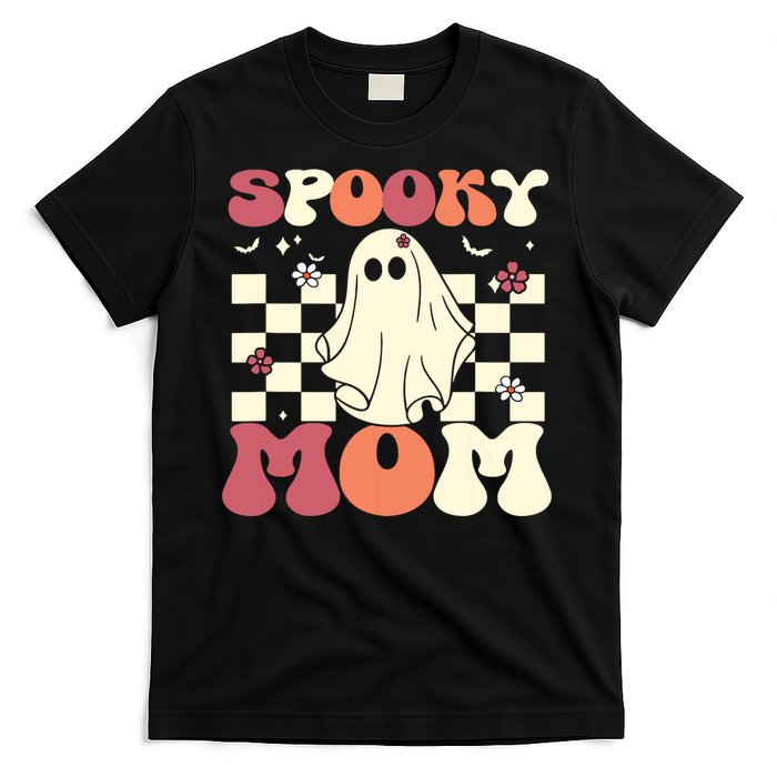 Spooky Mom Halloween Ghost Costume Retro Groovy T-Shirt