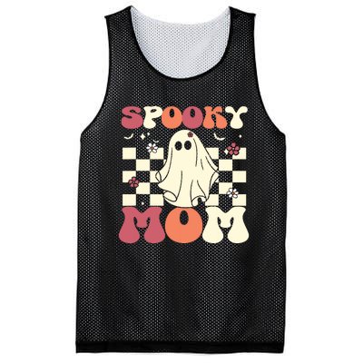 Spooky Mom Halloween Ghost Costume Retro Groovy Mesh Reversible Basketball Jersey Tank