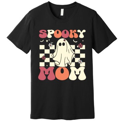 Spooky Mom Halloween Ghost Costume Retro Groovy Premium T-Shirt