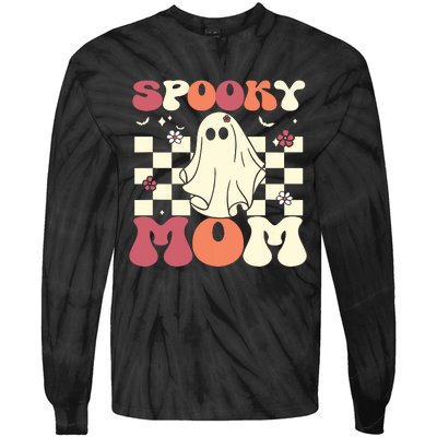 Spooky Mom Halloween Ghost Costume Retro Groovy Tie-Dye Long Sleeve Shirt