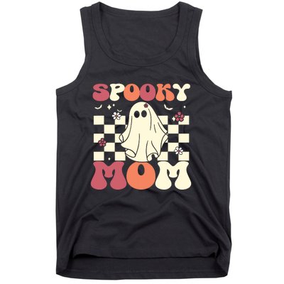 Spooky Mom Halloween Ghost Costume Retro Groovy Tank Top