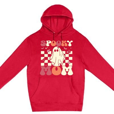 Spooky Mom Halloween Ghost Costume Retro Groovy Premium Pullover Hoodie