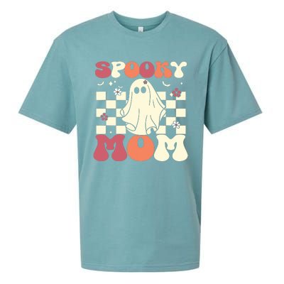 Spooky Mom Halloween Ghost Costume Retro Groovy Sueded Cloud Jersey T-Shirt