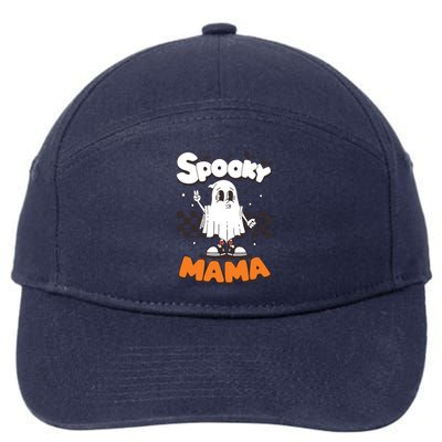 Spooky Mama Halloween Ghost Costume Retro Groovy Gift 7-Panel Snapback Hat