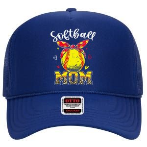 Softball Mom Headband Softball Ball Mothers Day Mama High Crown Mesh Back Trucker Hat