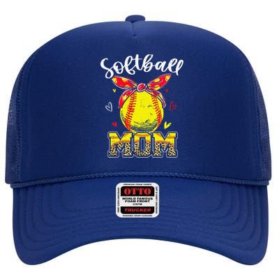 Softball Mom Headband Softball Ball Mothers Day Mama High Crown Mesh Back Trucker Hat