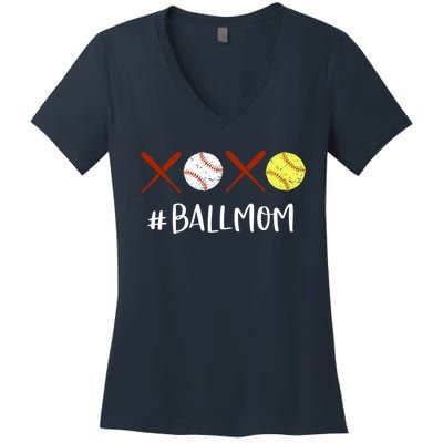 Softball Mom Hoodie Baseball Mom Hoodie Gifts Women's V-Neck T-Shirt