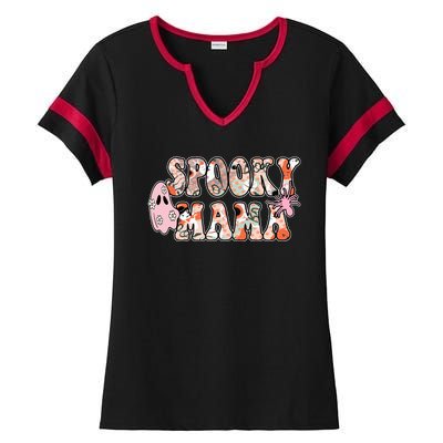 Spooky Mama Halloween Mom Ladies Halftime Notch Neck Tee