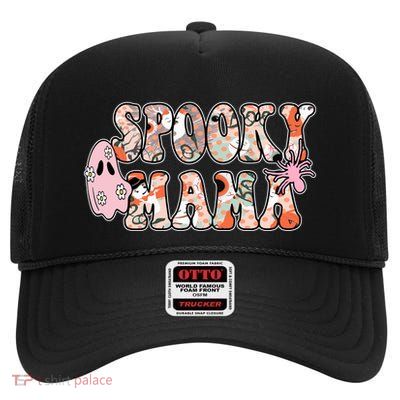 Spooky Mama Halloween Mom High Crown Mesh Back Trucker Hat