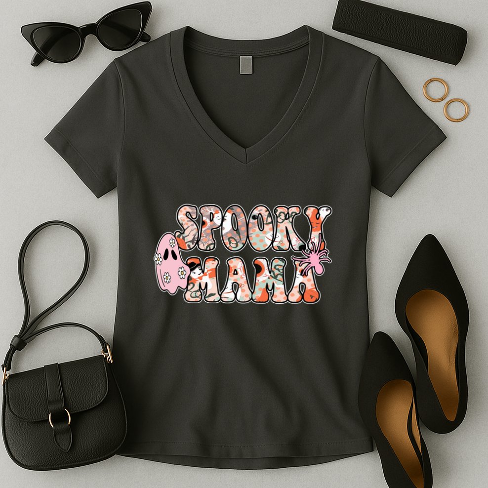 Spooky Mama Halloween Mom Women's V-Neck T-Shirt