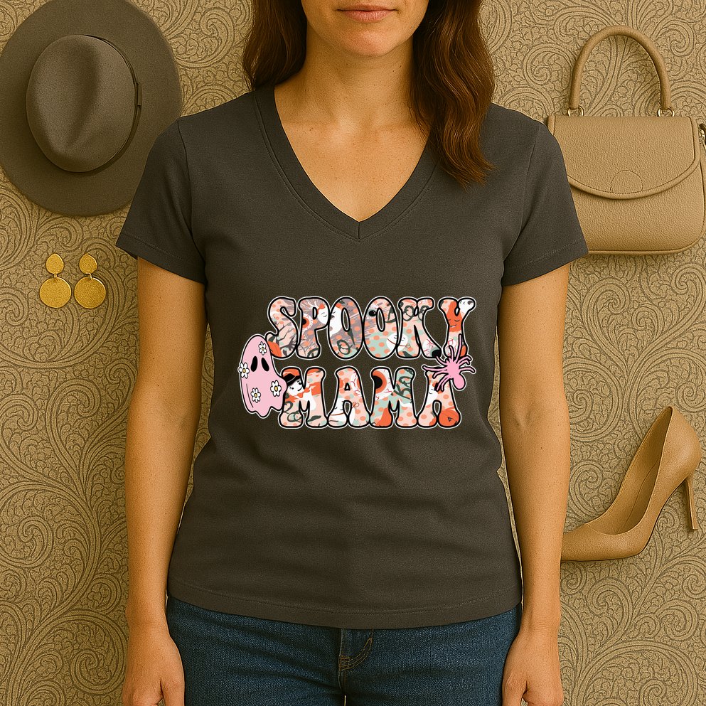 Spooky Mama Halloween Mom Women's V-Neck T-Shirt