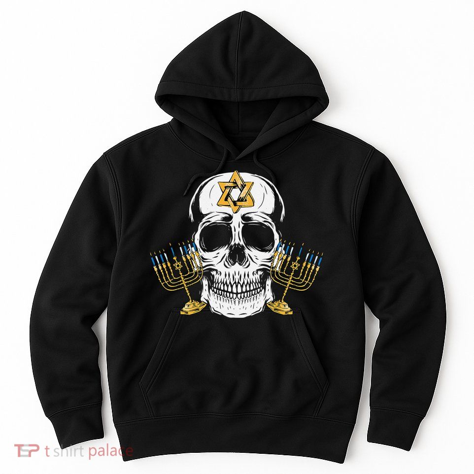 Skull Menorah Hanukkah Cool Skeleton Chanukah Jewish Holiday  Hoodie