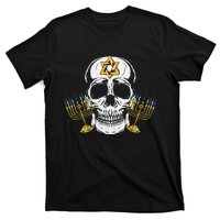 Skull Menorah Hanukkah Cool Skeleton Chanukah Jewish Holiday  T-Shirt