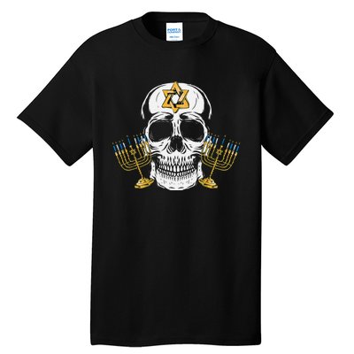 Skull Menorah Hanukkah Cool Skeleton Chanukah Jewish Holiday  Tall T-Shirt