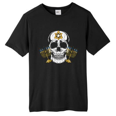 Skull Menorah Hanukkah Cool Skeleton Chanukah Jewish Holiday  Tall Fusion ChromaSoft Performance T-Shirt