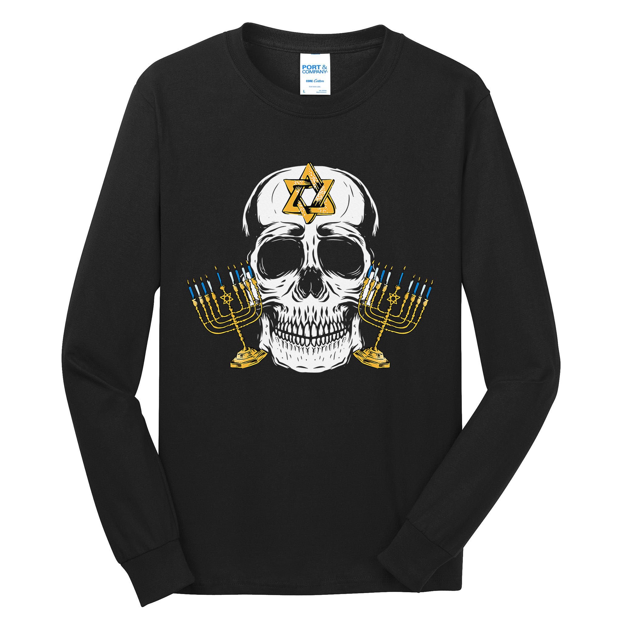 Skull Menorah Hanukkah Cool Skeleton Chanukah Jewish Holiday  Tall Long Sleeve T-Shirt