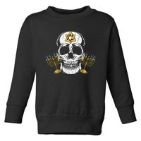 Skull Menorah Hanukkah Cool Skeleton Chanukah Jewish Holiday  Toddler Sweatshirt