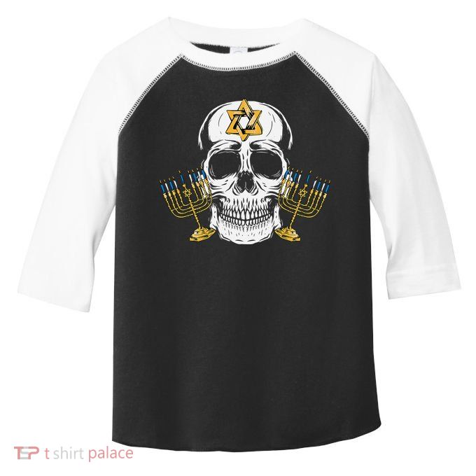 Skull Menorah Hanukkah Cool Skeleton Chanukah Jewish Holiday  Toddler Fine Jersey T-Shirt