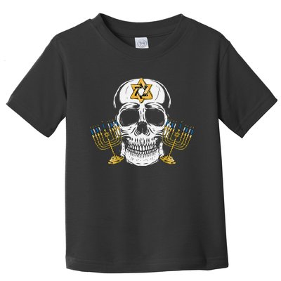 Skull Menorah Hanukkah Cool Skeleton Chanukah Jewish Holiday  Toddler T-Shirt