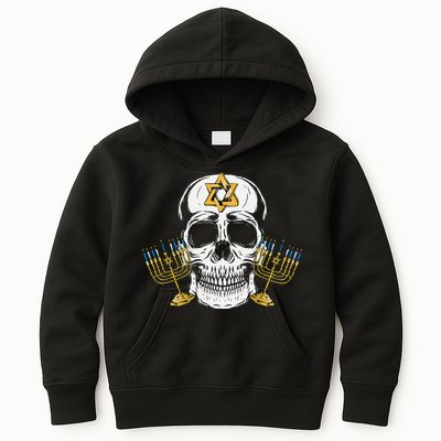 Skull Menorah Hanukkah Cool Skeleton Chanukah Jewish Holiday  Kids Hoodie