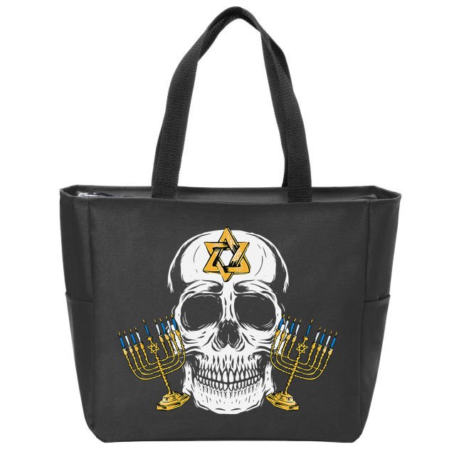 Skull Menorah Hanukkah Cool Skeleton Chanukah Jewish Holiday  Zip Tote Bag