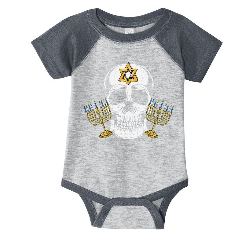 Skull Menorah Hanukkah Cool Skeleton Chanukah Jewish Holiday  Infant Baby Jersey Bodysuit