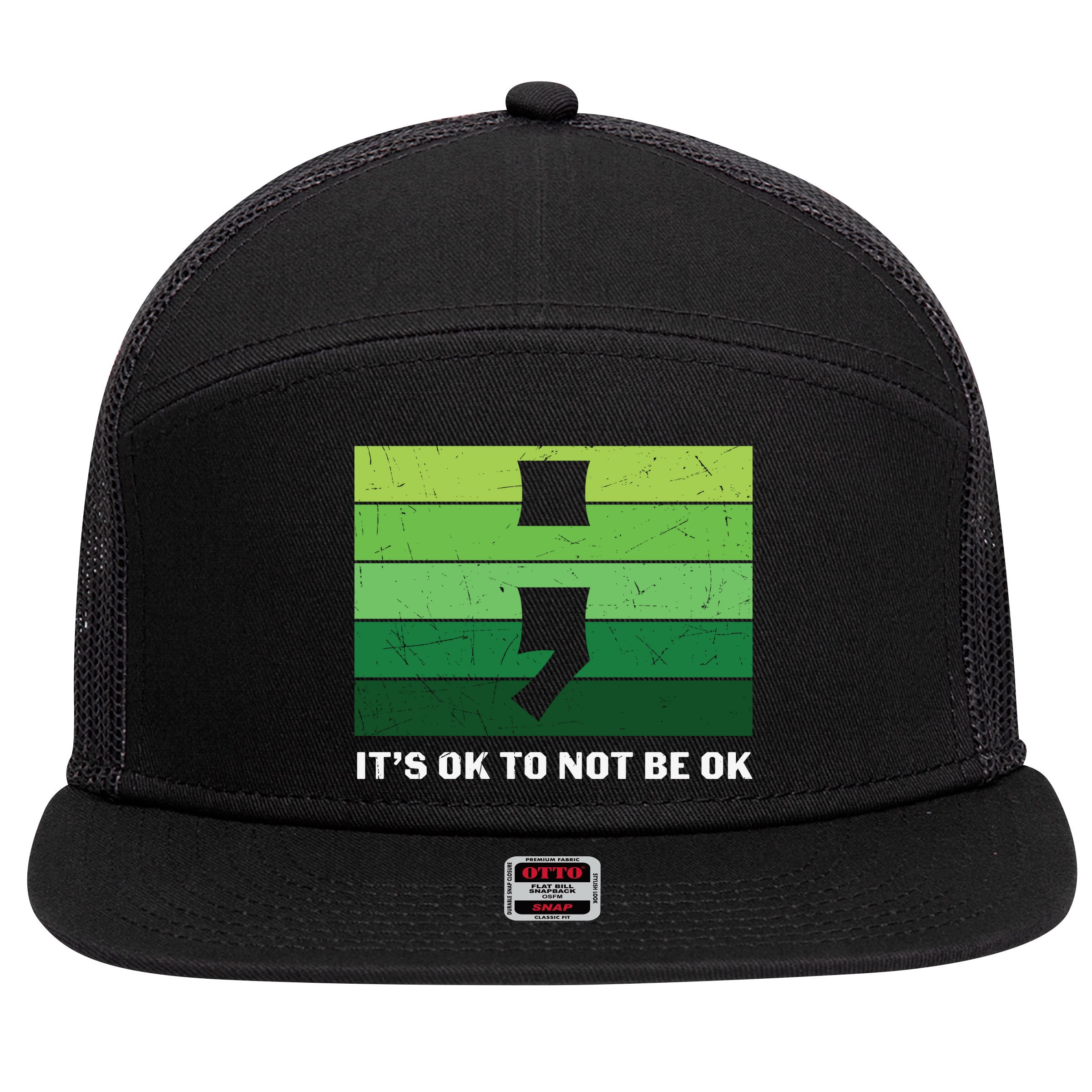 Semicolon Mental Health Awareness 7 Panel Mesh Trucker Snapback Hat