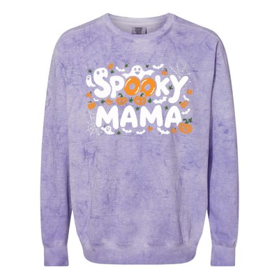 Spooky Mama Halloween Witchy Mom Ghosts And Pumpkins Costume Gift Colorblast Crewneck Sweatshirt