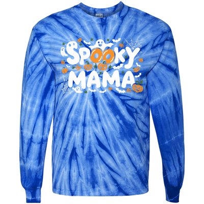 Spooky Mama Halloween Witchy Mom Ghosts And Pumpkins Costume Gift Tie-Dye Long Sleeve Shirt