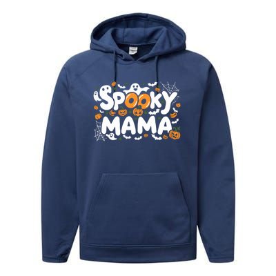 Spooky Mama Halloween Witchy Mom Ghosts And Pumpkins Costume Gift Performance Fleece Hoodie