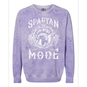 Spartan Mode Helmet Gym Warrior Fitness Beast Sparta Workout Gift Colorblast Crewneck Sweatshirt