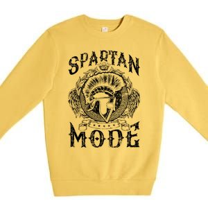 Spartan Mode Helmet Gym Warrior Fitness Beast Sparta Workout Gift Premium Crewneck Sweatshirt