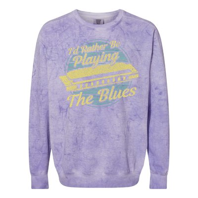 Style Musician Harmonica Blues Colorblast Crewneck Sweatshirt