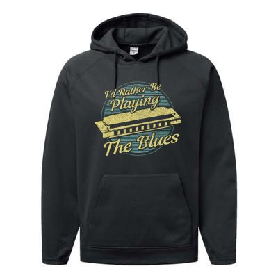 Style Musician Harmonica Blues Performance Fleece Hoodie