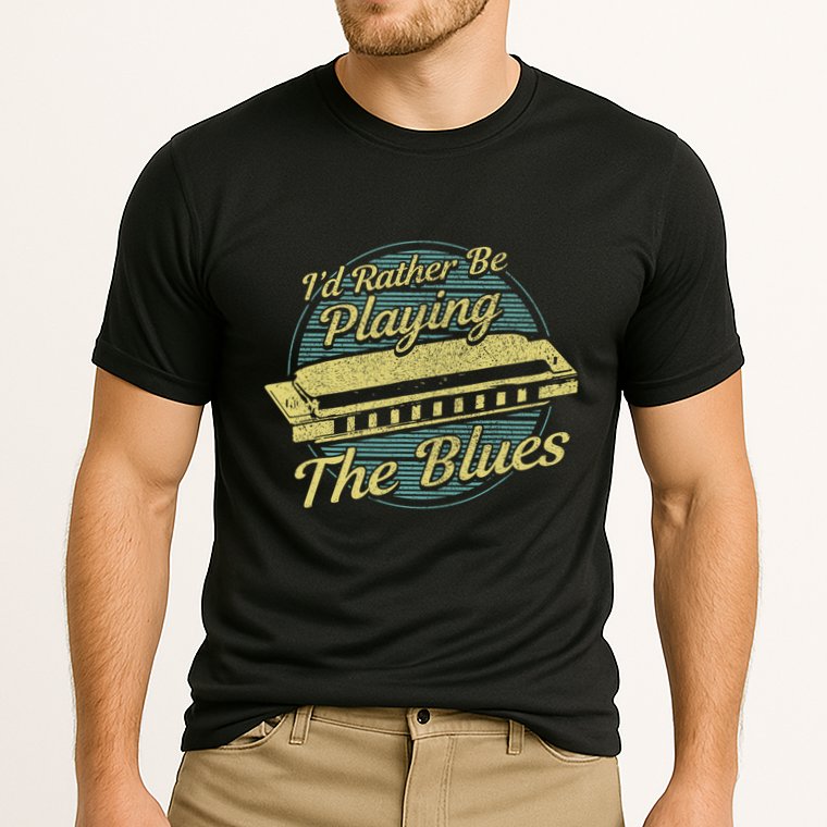 Style Musician Harmonica Blues Cooling Performance Crew T-Shirt