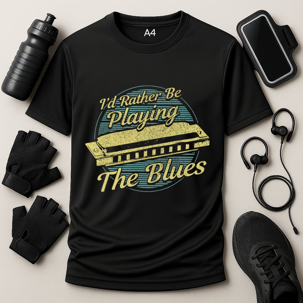 Style Musician Harmonica Blues Cooling Performance Crew T-Shirt