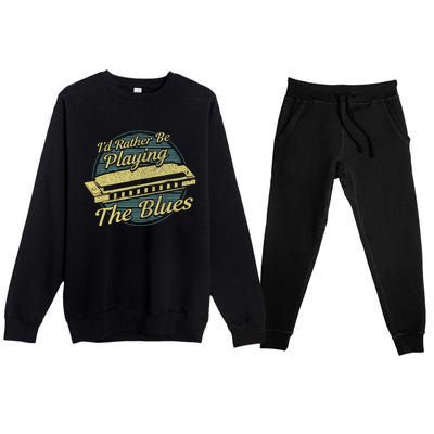 Style Musician Harmonica Blues Premium Crewneck Sweatsuit Set