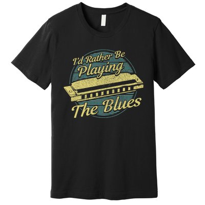 Style Musician Harmonica Blues Premium T-Shirt