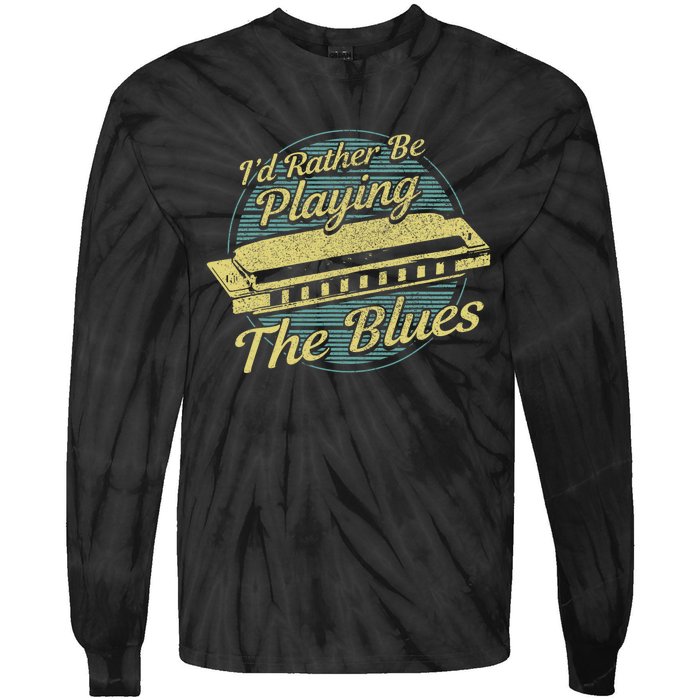 Style Musician Harmonica Blues Tie-Dye Long Sleeve Shirt