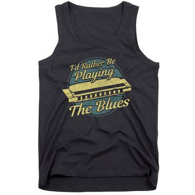 Style Musician Harmonica Blues Tank Top